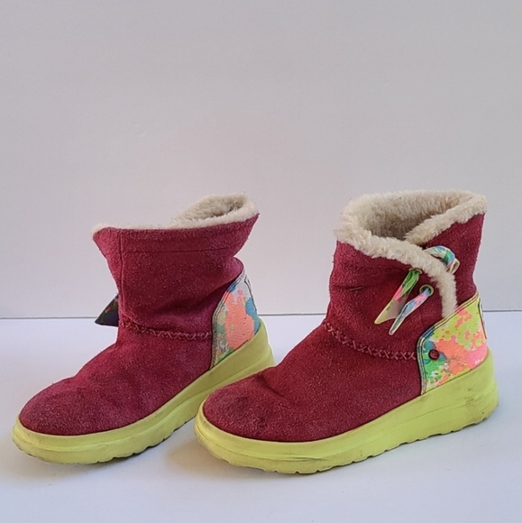 I Heart Ugg Metallic Splash Boots Pink Girls Size 3 - Picture 1 of 10